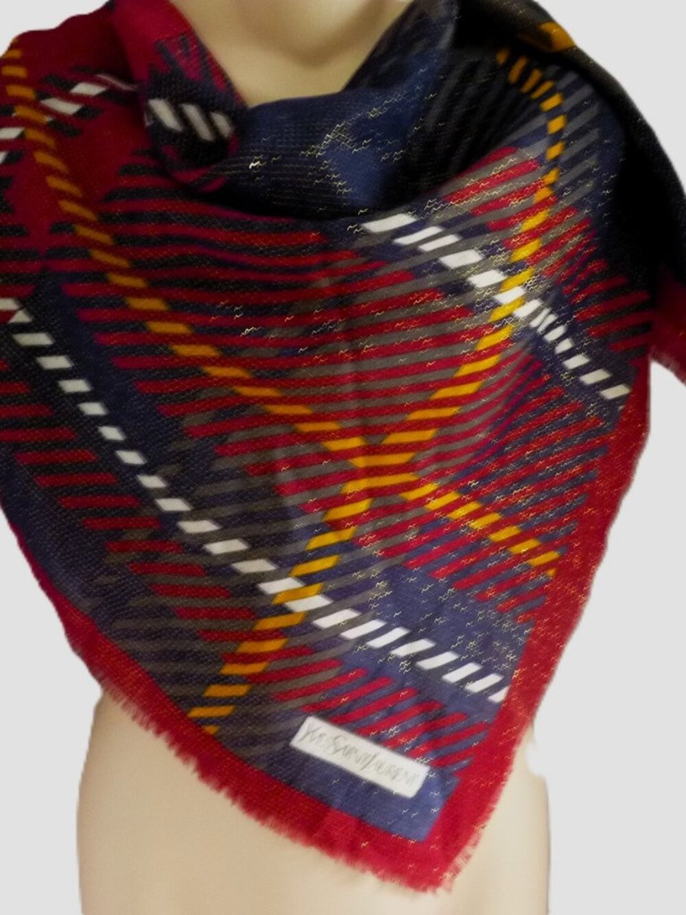 Yves Saint Laurent wool metallic scarf 30x30"